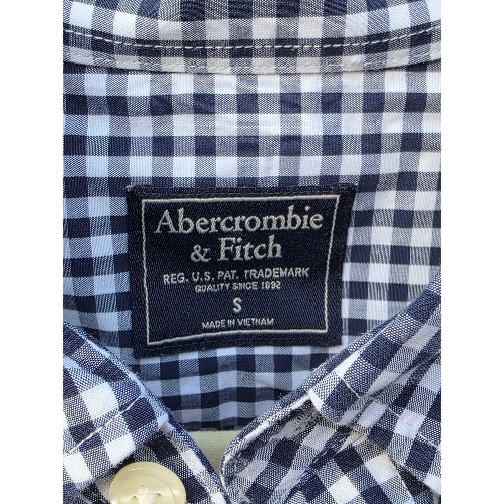 Abercrombie & Fitch Mens Blue Gingham Check Button Down Shirt - Picture 4 of 7
